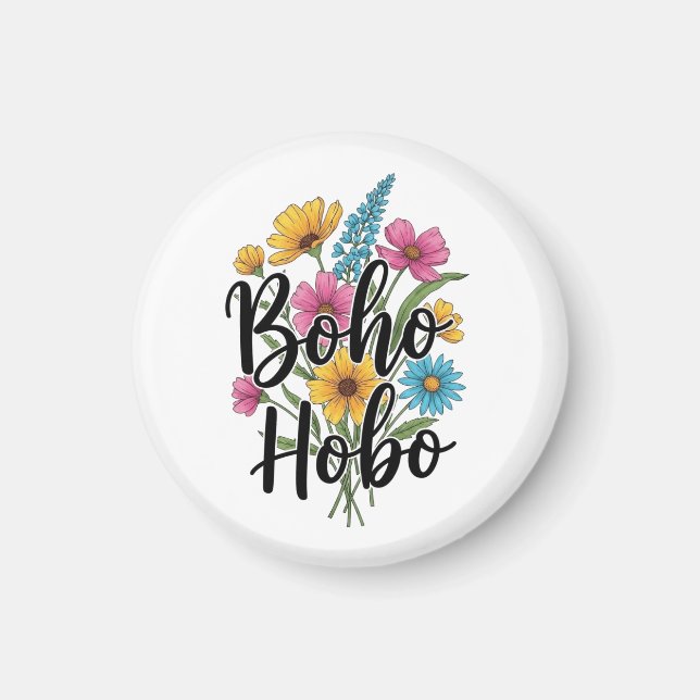 Boho Hobo Blume Bouquet Design Magnet (Vorne)