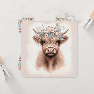 Boho-Hochland-Kuh mit Bridal-Blume Einladung