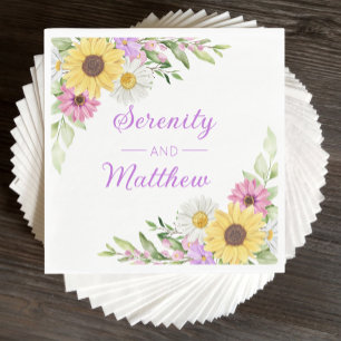 Boho-Hochzeit Blumen-Sonnenblume-Gänseblümchen Serviette