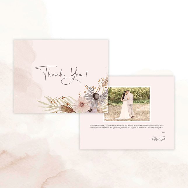 Boho-Hochzeit Danksagungskarte Dankeskarte (Boho Floral Wedding Thank You Card)