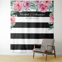 Boho Hochzeit Hintergrund. Rosa Blume im Hintergru Wandteppich