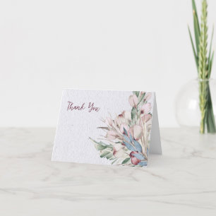 Boho-Hochzeit in Wasserfarbe und Botanische Hochze Dankeskarte