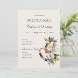 Boho-Hochzeit mit Ringen Einladung
