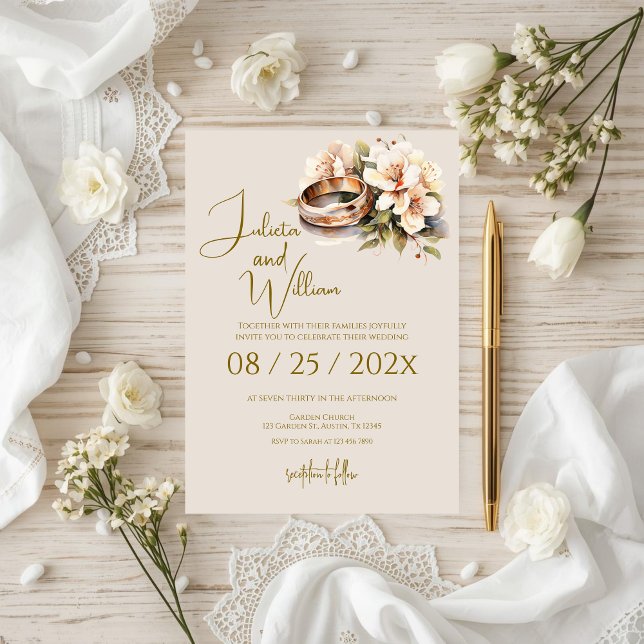 Boho-Hochzeit mit Ringen Einladung (Von Creator hochgeladen)