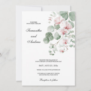 Boho-Hochzeit mit rosa Orchideen-Thema Einladung