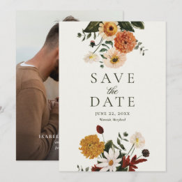 Boho-Hochzeit mit Wildblumen im Herbst Save The Date