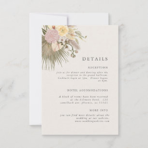 Boho-Hochzeit Pampasgras Palm Info Einladung