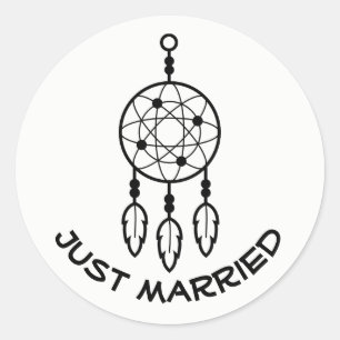Boho Hochzeit Traumfänger Hochzeit Schwarz Runder Aufkleber