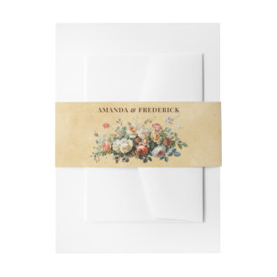 Boho Hochzeit Vintage Blumenarrangements altpapier Einladungsbanderole