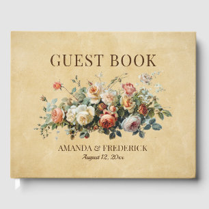 Boho Hochzeit Vintage Blumenarrangements altpapier Gästebuch