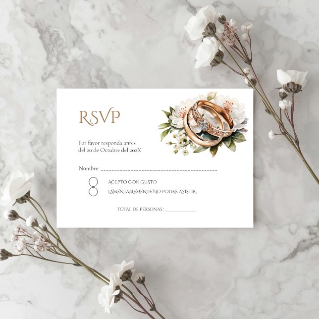 Boho-Hochzeits-RSVP-Karte auf Spanisch Begleitkarte (Von Creator hochgeladen)
