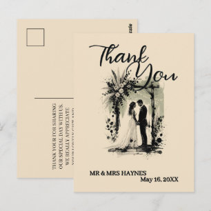 Boho-HochzeitsbogenDankeskarten mit Braut & Bräuti Postkarte