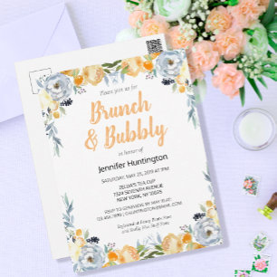 Boho-Hochzeitsbrunch mit Blumen und Sekt Postkarte