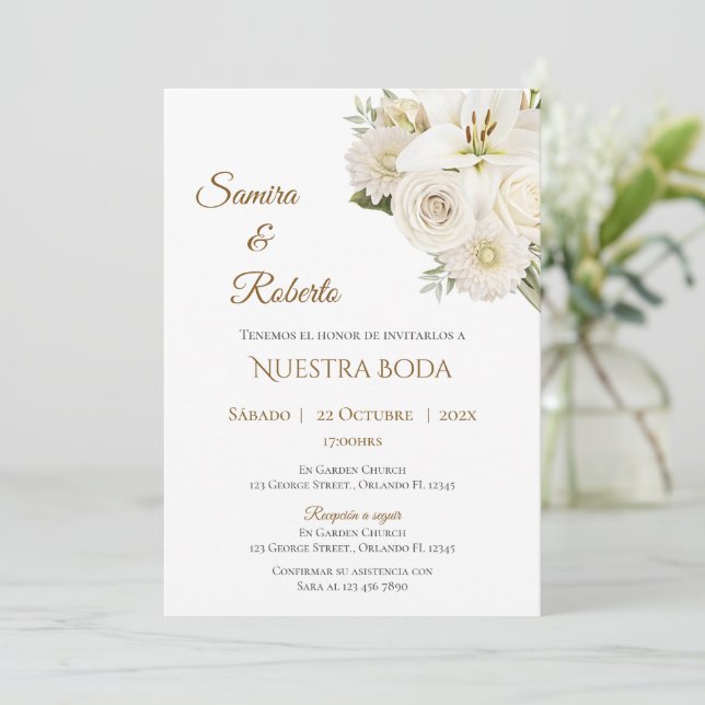 Boho-Hochzeitseinladung auf Spanisch Einladung (Stehend Vorderseite)