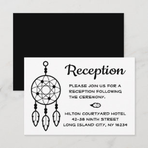Boho-Hochzeitsempfang Dreamcatcher Schwarz Weiß Einladung
