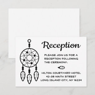 Boho-Hochzeitsempfang Dreamcatcher Schwarz Weiß Einladung