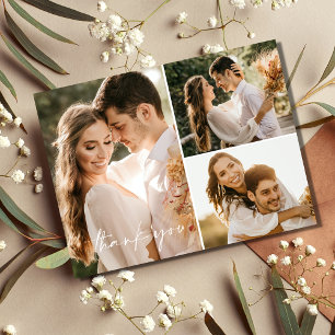 Boho-Hochzeitsfoto-Collage Dankeschön-Postkarte Postkarte