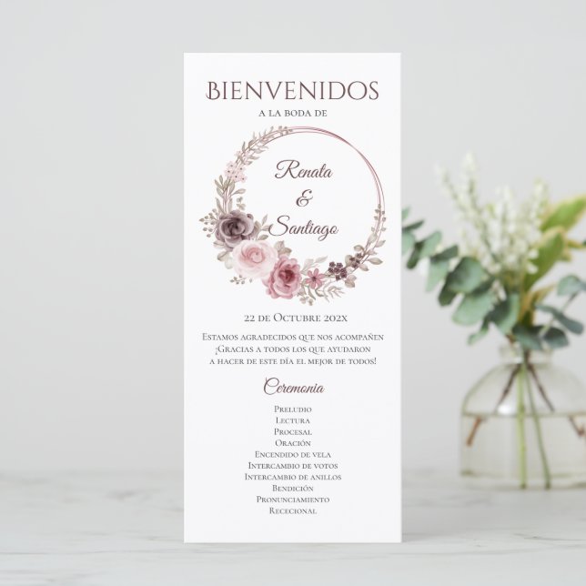 Boho Hochzeitsprogramm (Stehend Vorderseite)