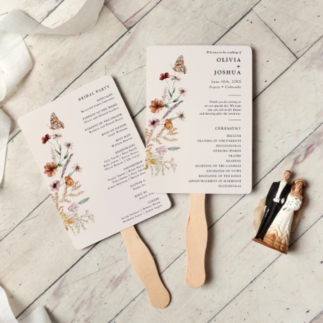 Boho-Hochzeitsprogramm Fächer (Boho Wedding Program Hand Fan
)