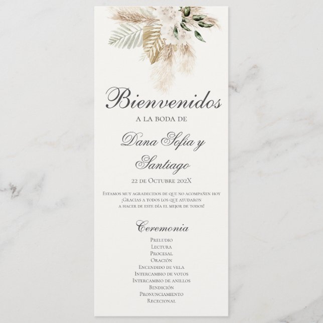 Boho Hochzeitsprogramm Programm (Vorderseite)