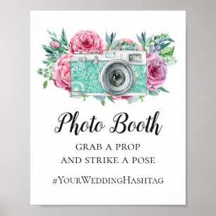 Boho-Hochzeitsschild für die Fotobox. Florales Has Poster