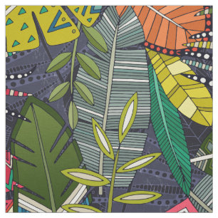 Boho hojas Mitternacht Stoff