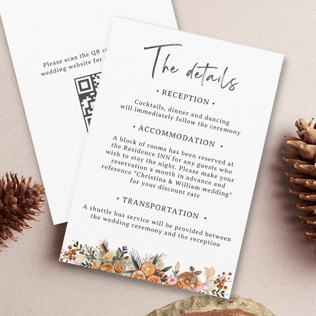 Boho Holiday Botanical Wedding Details Begleitkarte (Von Creator hochgeladen)