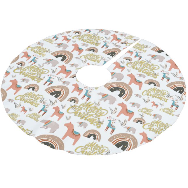 Boho Holiday Saison Polyester Weihnachtsbaumdecke (Schrägansicht)