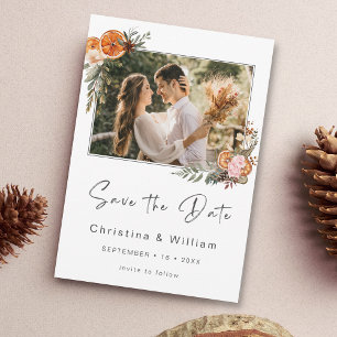 Boho Holiday Wedding Save the Date Einladung