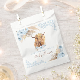 Boho Holy Cow Blue Pampas Grass Boy Baby Dusche Geschenktütchen
