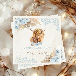 Boho Holy Cow Blue Pampas Grass Boy Baby Dusche Serviette