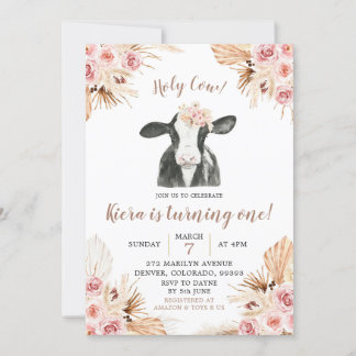 Boho Holy Cow Girl Birthday Einladung