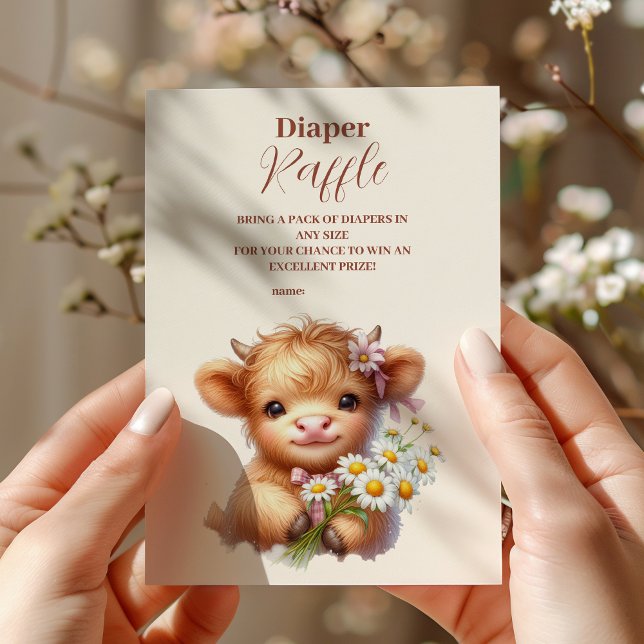 Boho Holy Cow Highland Cow Baby Raffle Diapper Begleitkarte (Von Creator hochgeladen)