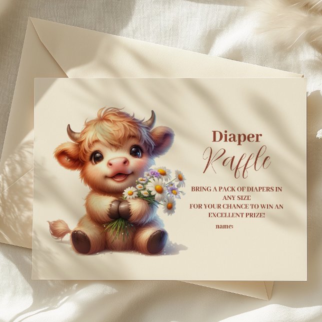 Boho Holy Cow Highland Cow Baby Raffle Diapper Begleitkarte (Von Creator hochgeladen)
