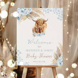 Boho Holy Cow Pampas Grass Boy Baby Dusche Willkom Poster