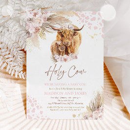 Boho Holy Cow Pink Pampas Grass Girl Babydusche Einladung