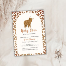 Boho Holy Cow Western Highland Cow Babydusche