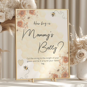 Boho Honey Baby Dusche wie groß ist Mama's Bauch Poster