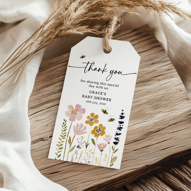 Boho Honey Bee Baby Shower Geschenkanhänger (Von Creator hochgeladen)