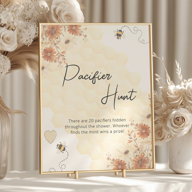 Boho Honey Bee Baby Shower Schnuller Hunt Poster (Von Creator hochgeladen)