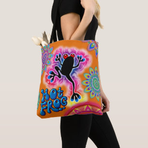 Boho Hot Frog Surf psychedelische Tote Tasche oran