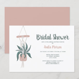 Boho House Pflanze Blumengrün rosa Brautparty Einladung