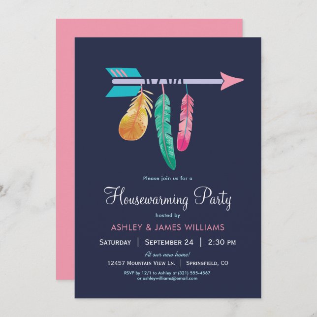 Boho Housewarming-Party Einladung (Vorne/Hinten)
