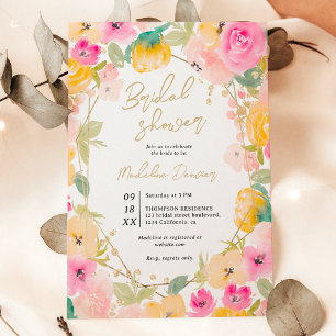 Boho hübsche Sommer-Gold Blume Brautparty Einladung