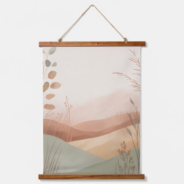Boho-Hügel Wandteppich Mit Holzrahmen (Vorderseite)
