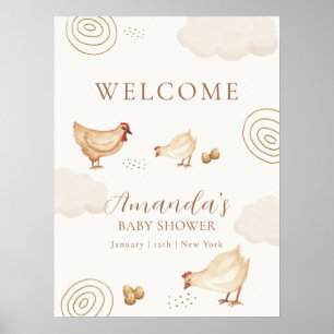 Boho-Huhn schlüpft bald Baby-Shower-Willkommen Poster