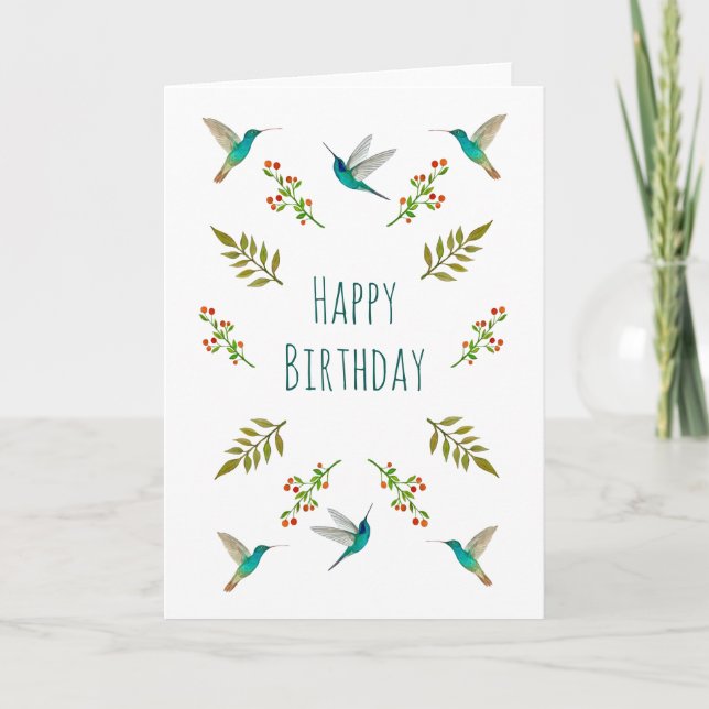 Boho Hummingbird Birthday Card Karte (Vorderseite)