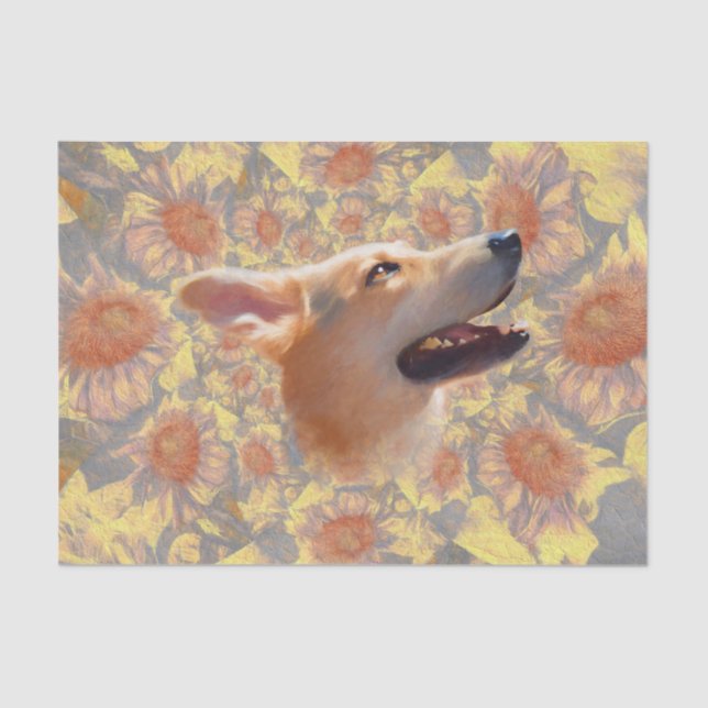 Boho Hund Niedlich Blüten Seidenpapier (Vorderseite)