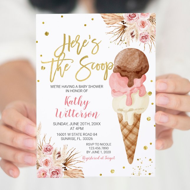 Boho Ice Cream Baby Shower Einladung (Von Creator hochgeladen)