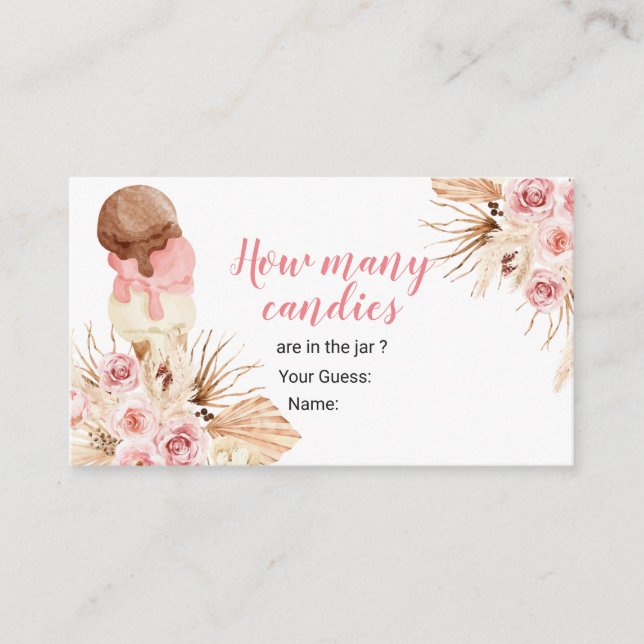 Boho Ice Cream Floral rät wie viele Candies Begleitkarte (Vorderseite)